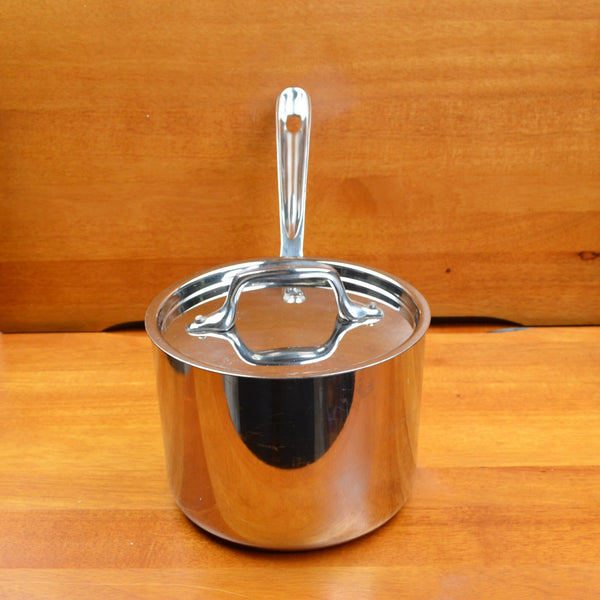 All-Clad D3 2 Quart Stainless Steel Covered Saucepan Cookware Pot with Lid