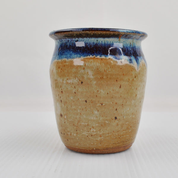 Art Pottery Mug Signed - Blue Drip Glazed - Hand Thrown Coffee Cup - 2011