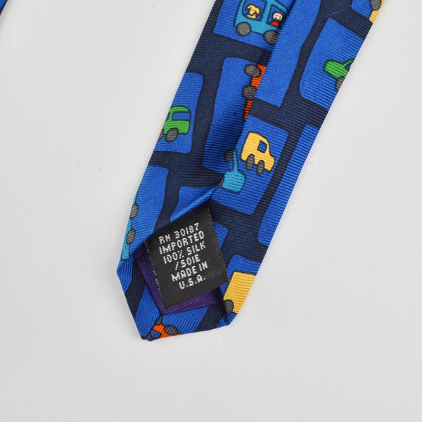 Save the Children Mens Necktie Silk "Busy Day" Cars / Trucks Aaron Age 8 USA