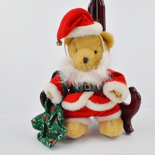 Madame Alexander Santa Bear Christmas, Bear in Satin Dress - 8" Jointed Lot of 2