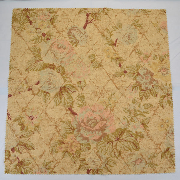 Covington Eleanors Garden Rose Beige Drapery Fabric Valerie-16 Remnant 26"