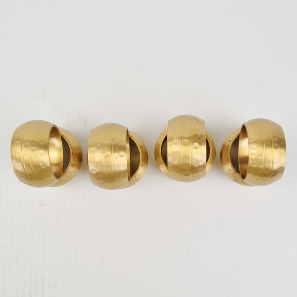Brass Napkin Rings Hammered Vintage Patina Round Barrel Shape - Set of 8