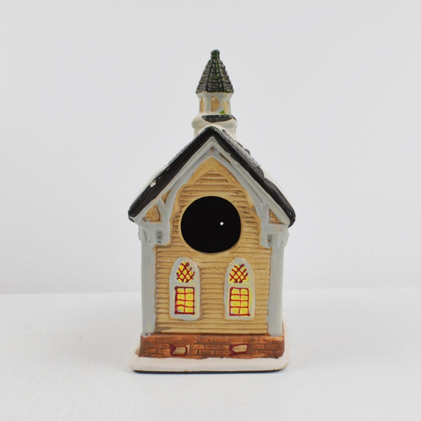 Christmas Village Collection Victorian Country Church Porcelain - w/ Light Cord