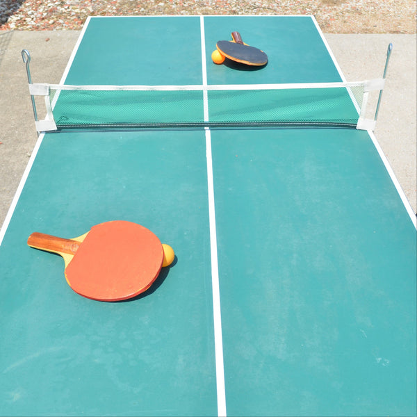 Mini Ping Pong Table - 60" x 30" - Travel Size Fold-Up - Paddles, Net