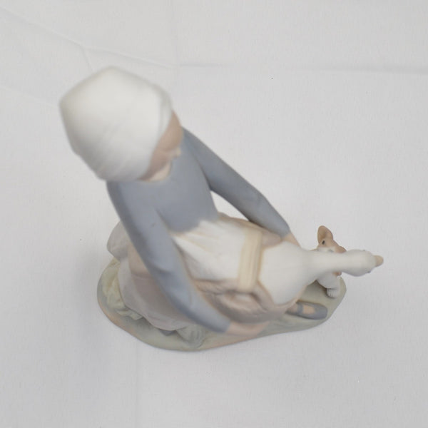 Vintage Lladro Porcelain Girl with Goose & Dog Figurine #4866 Matte Finish