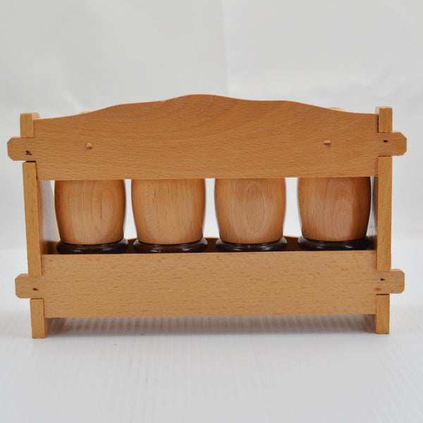 Vintage Souvenir Spice Rack: Bulgaria Wooden Spice Jars - Hand Painted Folk Art
