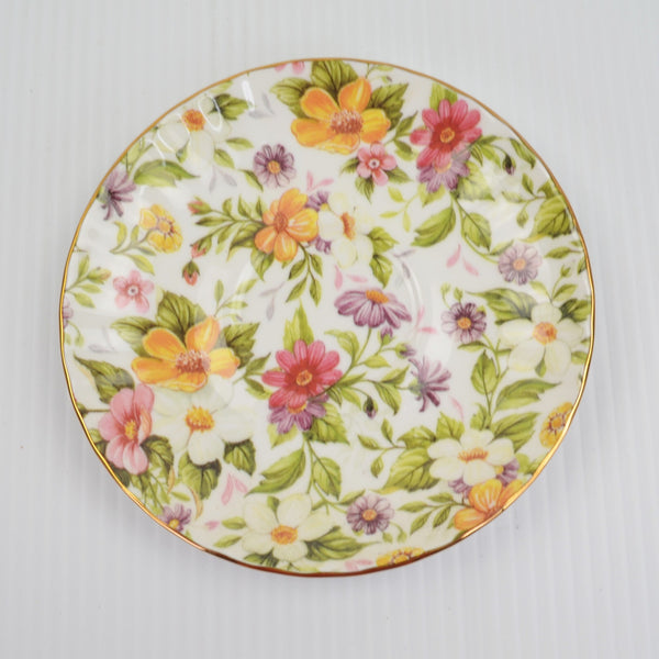 Set of 4 Bethany Floral Saucer Plates 5.5" Staffordshire England Fine Bone China