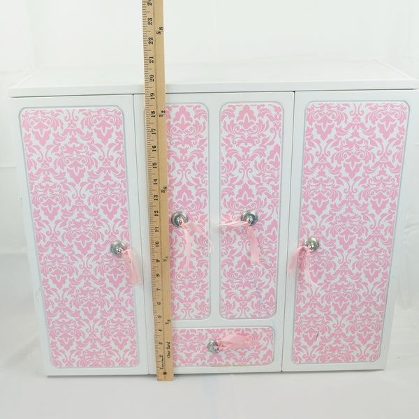 18" Doll Wardrobe Closet - American Girl, Our Generation - Wood, Mirror, Stool