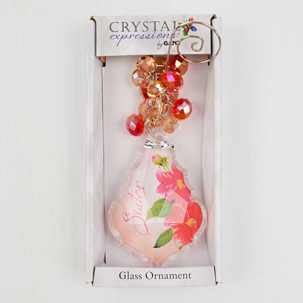 Glass Faceted Sister Christmas Ornament Crystal Expressions Ganz Light Catching