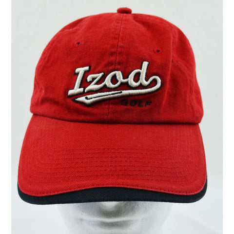 Izod Golf Hat Baseball Cap Red Embroidered front Logo and Back
