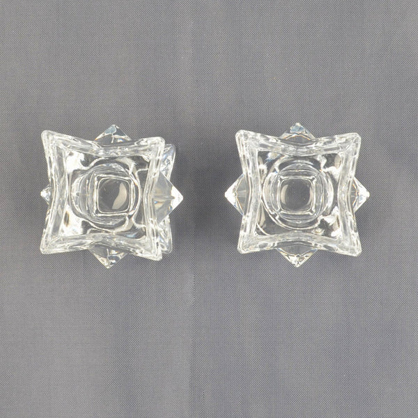 Set Of 2 Michael C Fina Fifth Avenue 24% Lead Crystal Star Taper Candle Holders