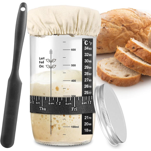 Sourdough Starter Jar 24oz Sourdough Bread Baking Supplies Fermentation Kit