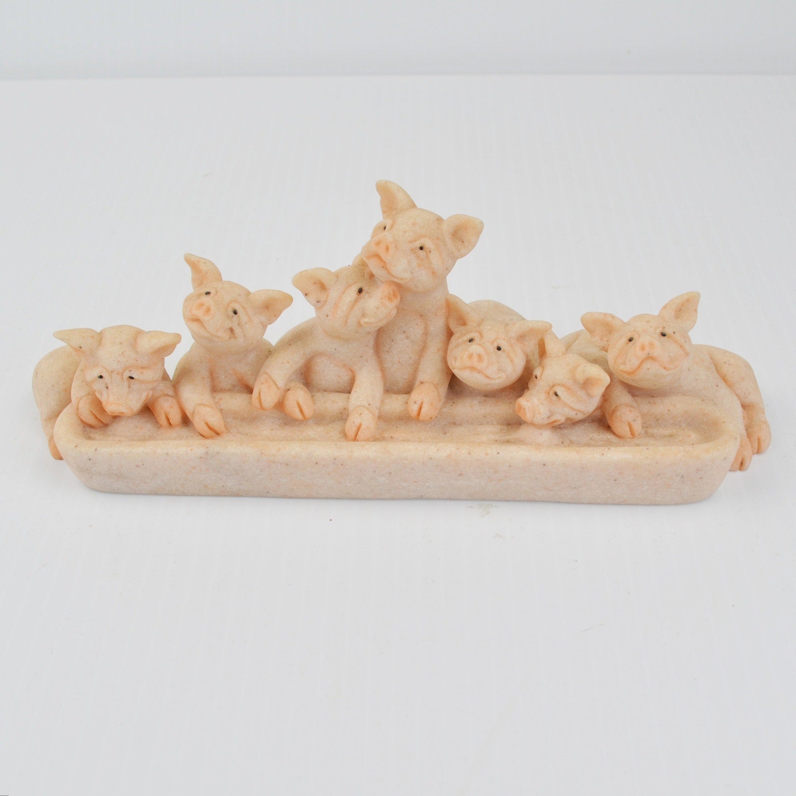Second Nature Design Quarry Critters Piggin Out - Piglets Pigs Trough Figurine