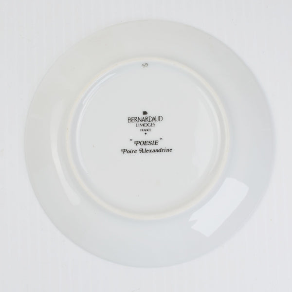 Bernardaud Limoges Canape Plates 6 Poesie/Poetry Porcelain Appetizer Set France