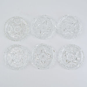 Vintage Crystal Coaster Set Of 6 Cut Glass Scalloped Edge - Mid Century Modern