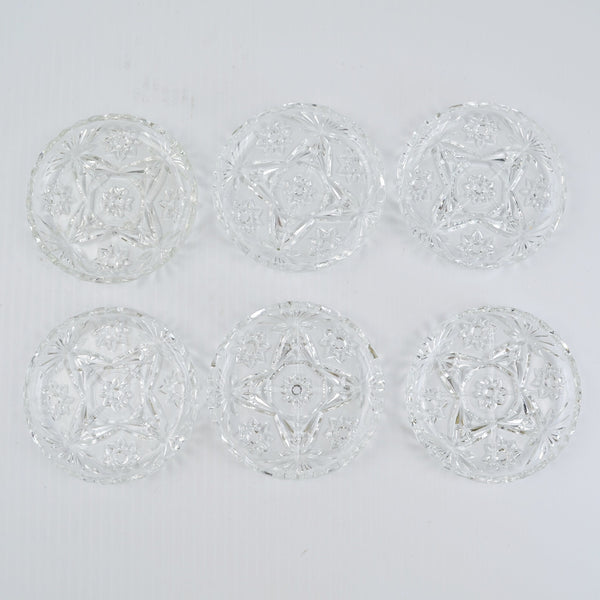 Vintage Crystal Coaster Set Of 6 Cut Glass Scalloped Edge - Mid Century Modern