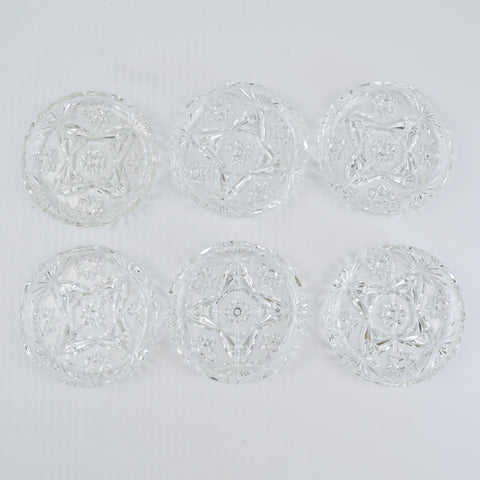 Vintage Crystal Coaster Set Of 6 Cut Glass Scalloped Edge - Mid Century Modern