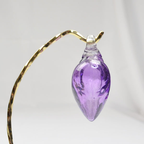 Blown Art Glass Heart Figurine Purple Ornament Pendant - Small Murano Style 2.5"