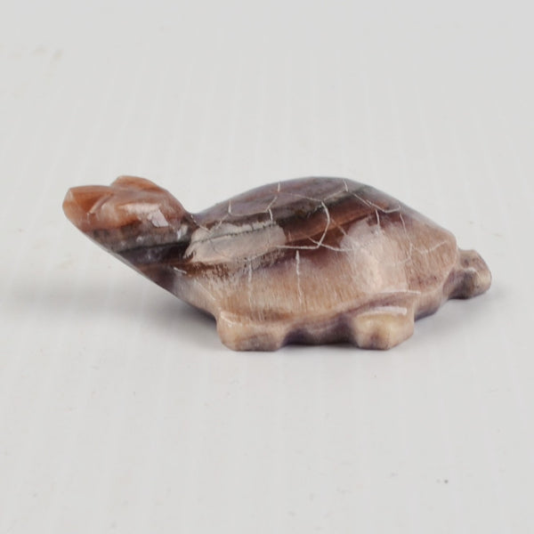 Vintage Hand Carved Marble Stone Sea Turtle Figurine Carving - Purple 2.75"