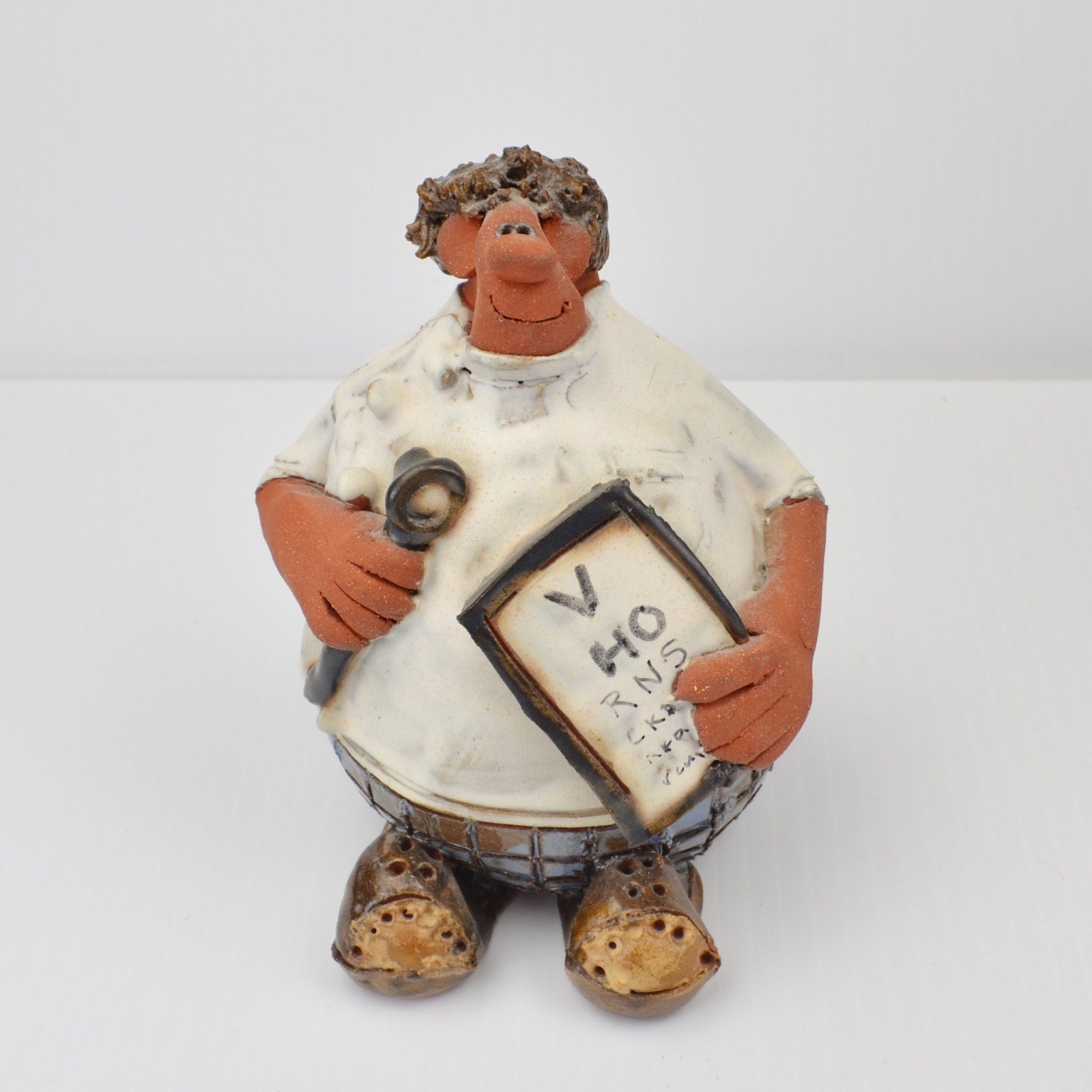 Sara Meadows Balloon People Studio Art Pottery Clay Optometrist Figurine Signed