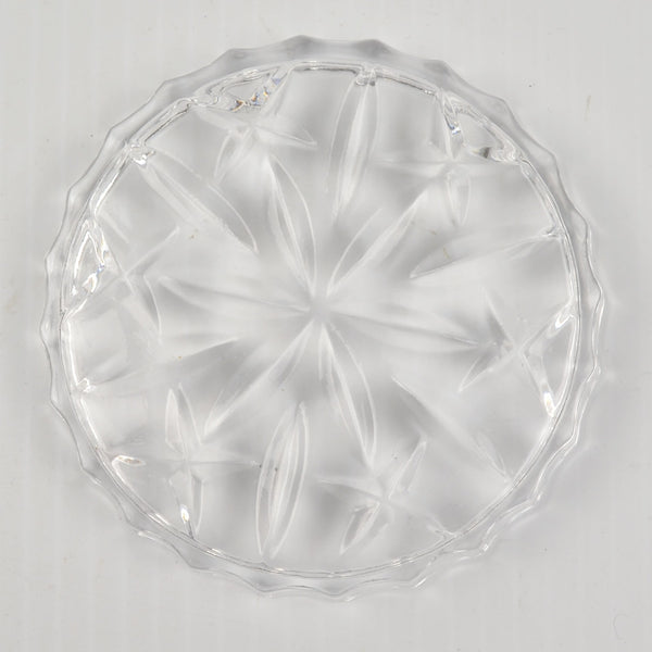 Vintage Crystal Coaster Set Of 7 Cut Glass Star Burst - Mid Century Modern