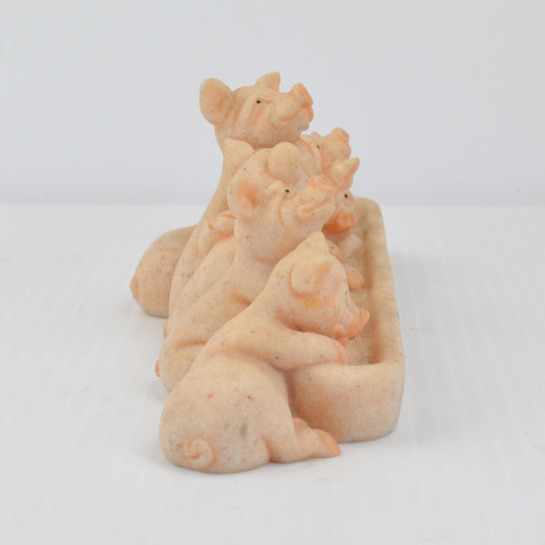 Second Nature Design Quarry Critters Piggin Out - Piglets Pigs Trough Figurine