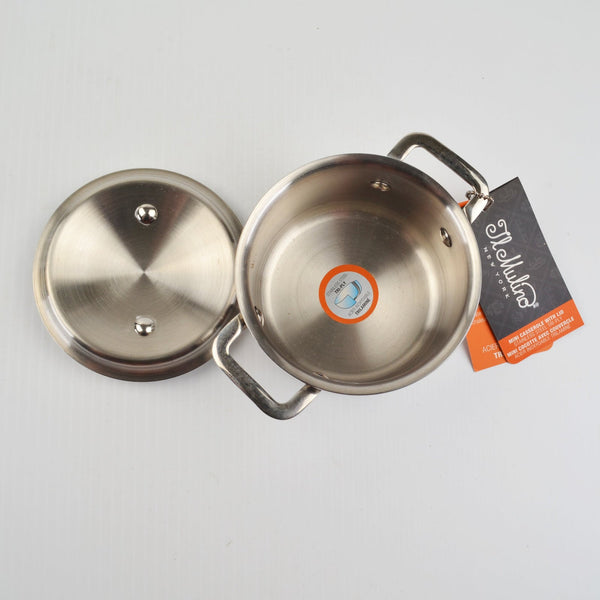 IL Mulino NY Stainless Steel Tri-Ply Mini 4” Casserole with Lid 14 oz Stock Pot