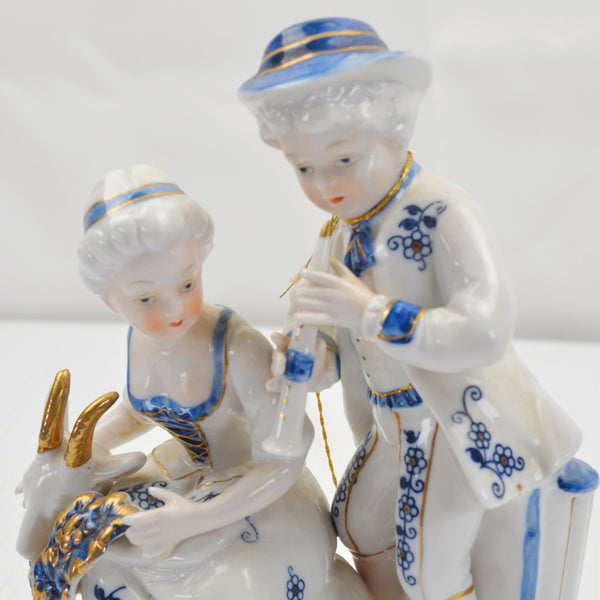 Vintage Vienna Woods By Mann Fine China Figurine Girl Goat Boy Flute Japan Tags