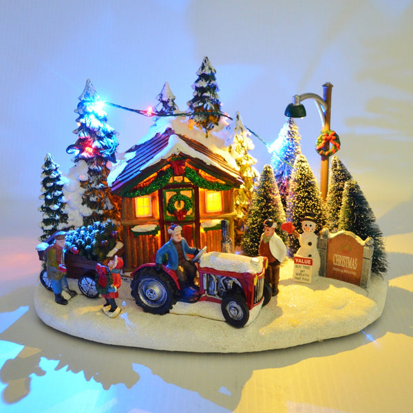 Holiday Time Village Christmas Tree Lot - LED Lights, Sounds 8 Christmas Carols
