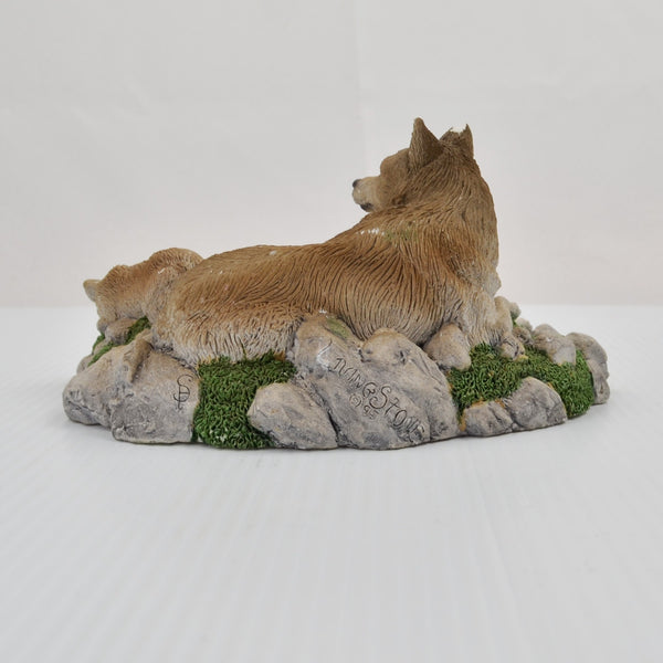 Living Stone Wolf Family Figurine 1995 Wolf Pup Shell Game Wildlife Decor