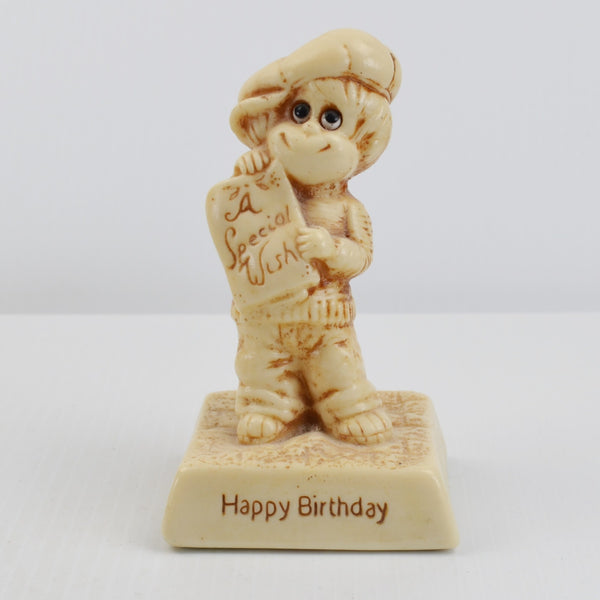 Russ Wallace Berrie Happy Birthday Wish Boy Figurine Vinyl Vintage Mid Century