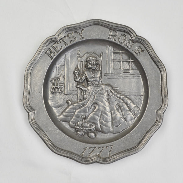Great Moments In America History 1777 Betsy Ross Pewter Plate 8" Sexton 1973