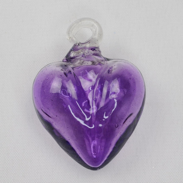 Blown Art Glass Heart Figurine Purple Ornament Pendant - Small Murano Style 2.5"