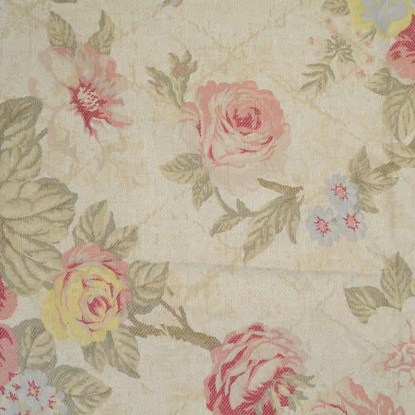 Covington Eleanors Garden Rose Light Beige Drapery Fabric Valerie-11 Remnant 26"