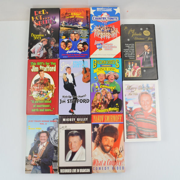 Lot of 11 Vintage BRANSON MISSOURI SOUVENIR VHS - Boxcar Willie, Mickey Gilley