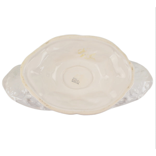 ELPA Alcobaca Pedestal Fruit Bowl Baroque Style Large 17” White Ceramic Portugal