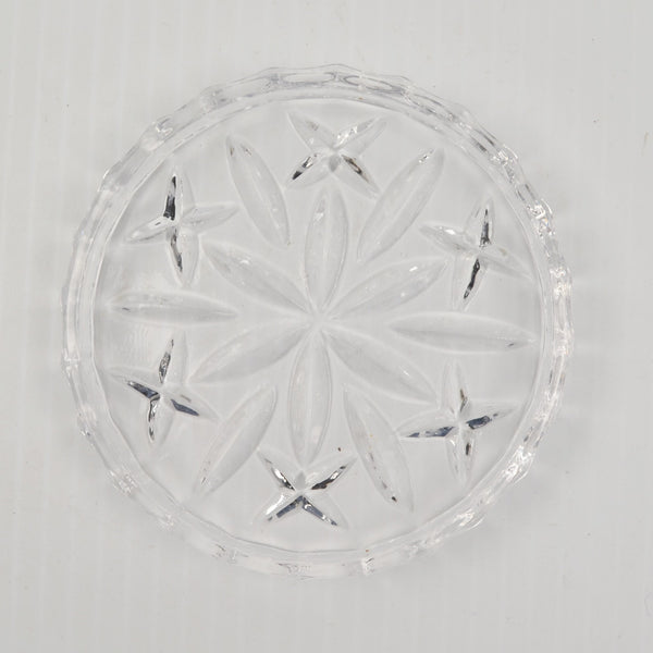 Vintage Crystal Coaster Set Of 7 Cut Glass Star Burst - Mid Century Modern
