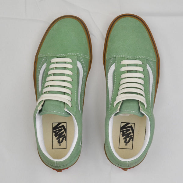 Vans Old Skool Gum Sole Sneakers Green Suede Elastic Shoelaces Men 8.5 Women 10