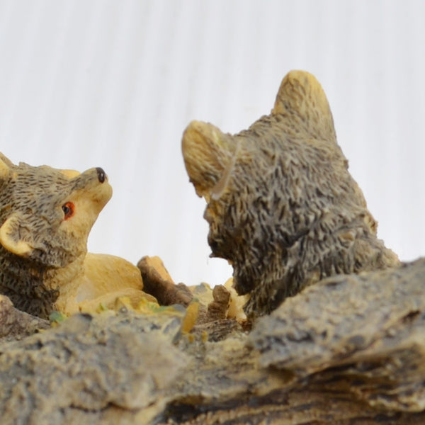Wolf Pack Family Figurine Candle Holder Woodland Scene Wolf Pups by Westland
