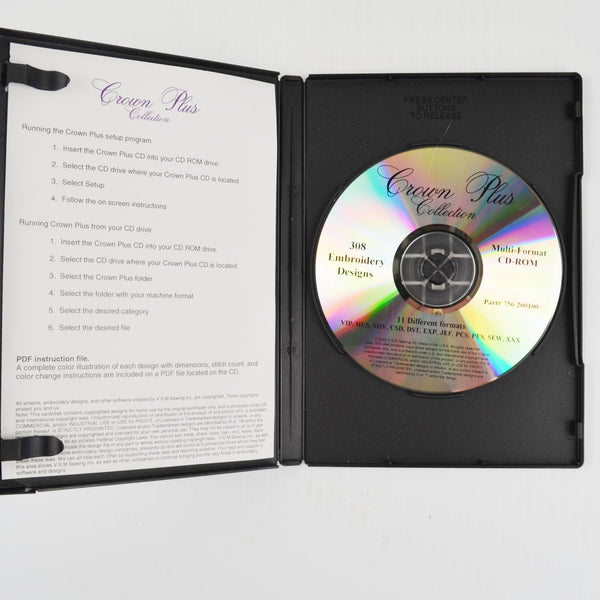 Crown Plus Machine Embroidery CD - 308 Designs, Monograms, Floral, Animals, Etc.