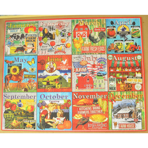 White Mountain Collage Puzzle - Farm Calendar 1000 Piece Jigsaw Puzzle - 24 X 30