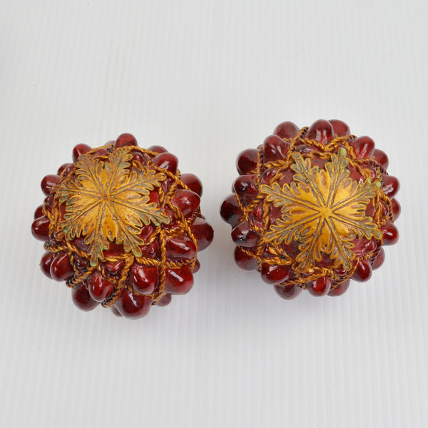 Set of 4 Bowl Filler Decorative Resin Orbs Balls Metal Ends Home Tabletop Decor