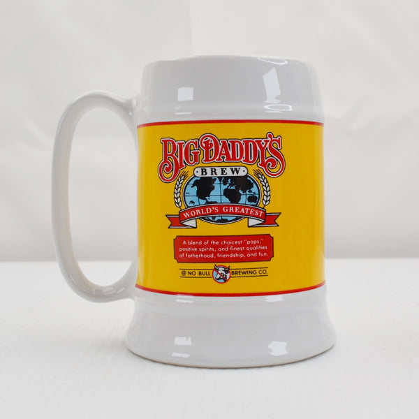 Big Daddy's Brew Stein Beer Coffee Ceramic Mug White 16oz - World's Greatest Dad