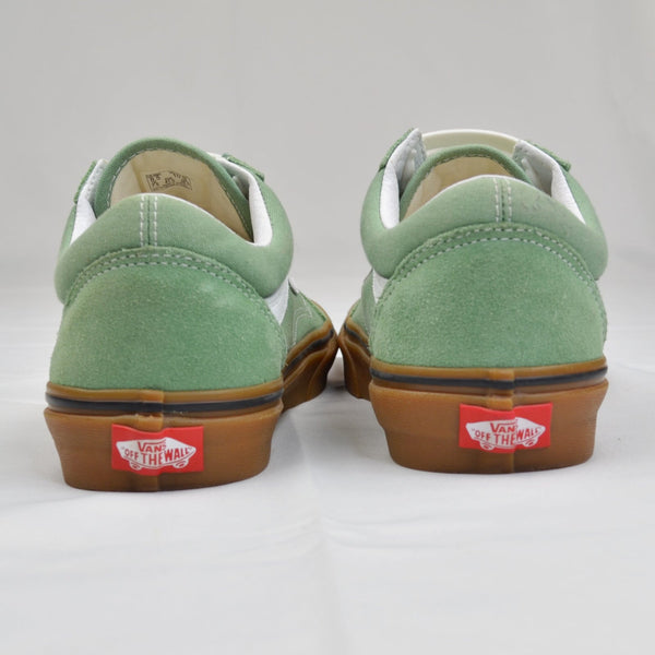 Vans Old Skool Gum Sole Sneakers Green Suede Elastic Shoelaces Men 8.5 Women 10