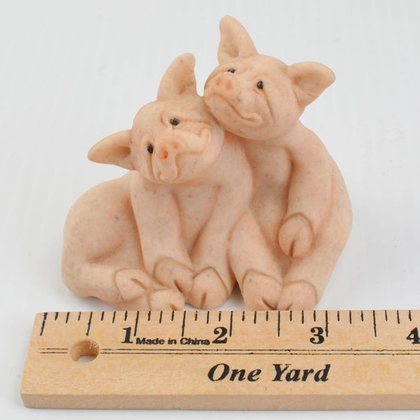 Second Nature Design Quarry Critters Pepper & Posh Pig Snuggle Figurine - 1999