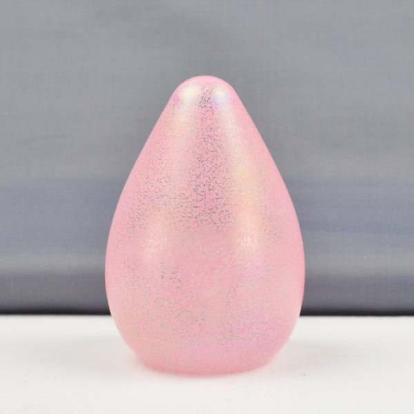 Vintage Crystal Bohemia Pink Frosted Glass Facet Egg Daisy Flower Paperweight