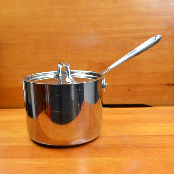 All-Clad D3 2 Quart Stainless Steel Covered Saucepan Cookware Pot with Lid