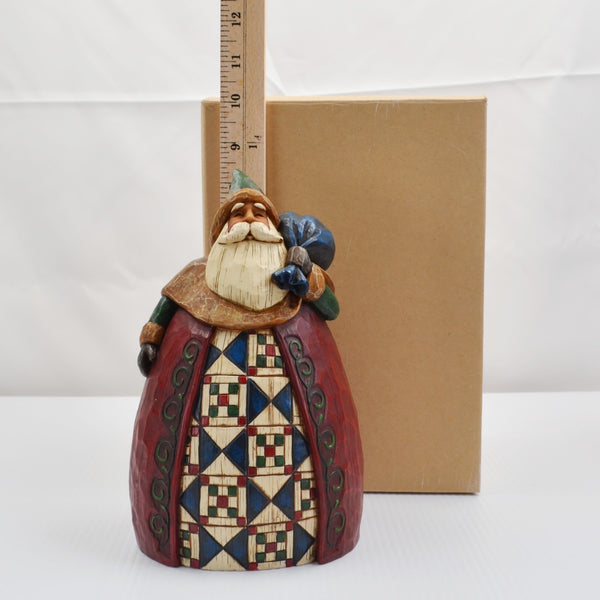 Jim Shore Heartwood Creek Santa With Bag Quilted 2002 Vintage 8.5” - In Box