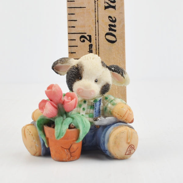 Mary’s Moo Moos “Bloom Where You Are Planted” 1994 Enesco Cow Flowers Figurine