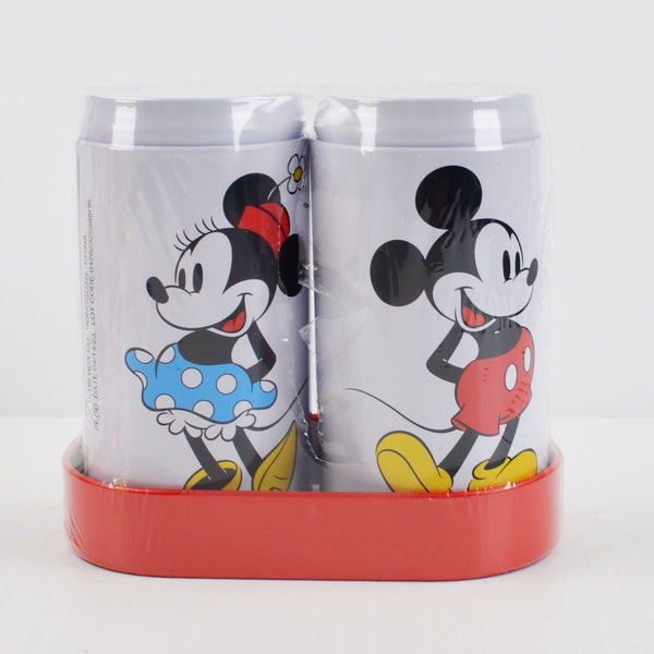 Disney Mickey Mouse & Minnie Mouse Tin Metal Salt and Pepper Shaker Set Gift New